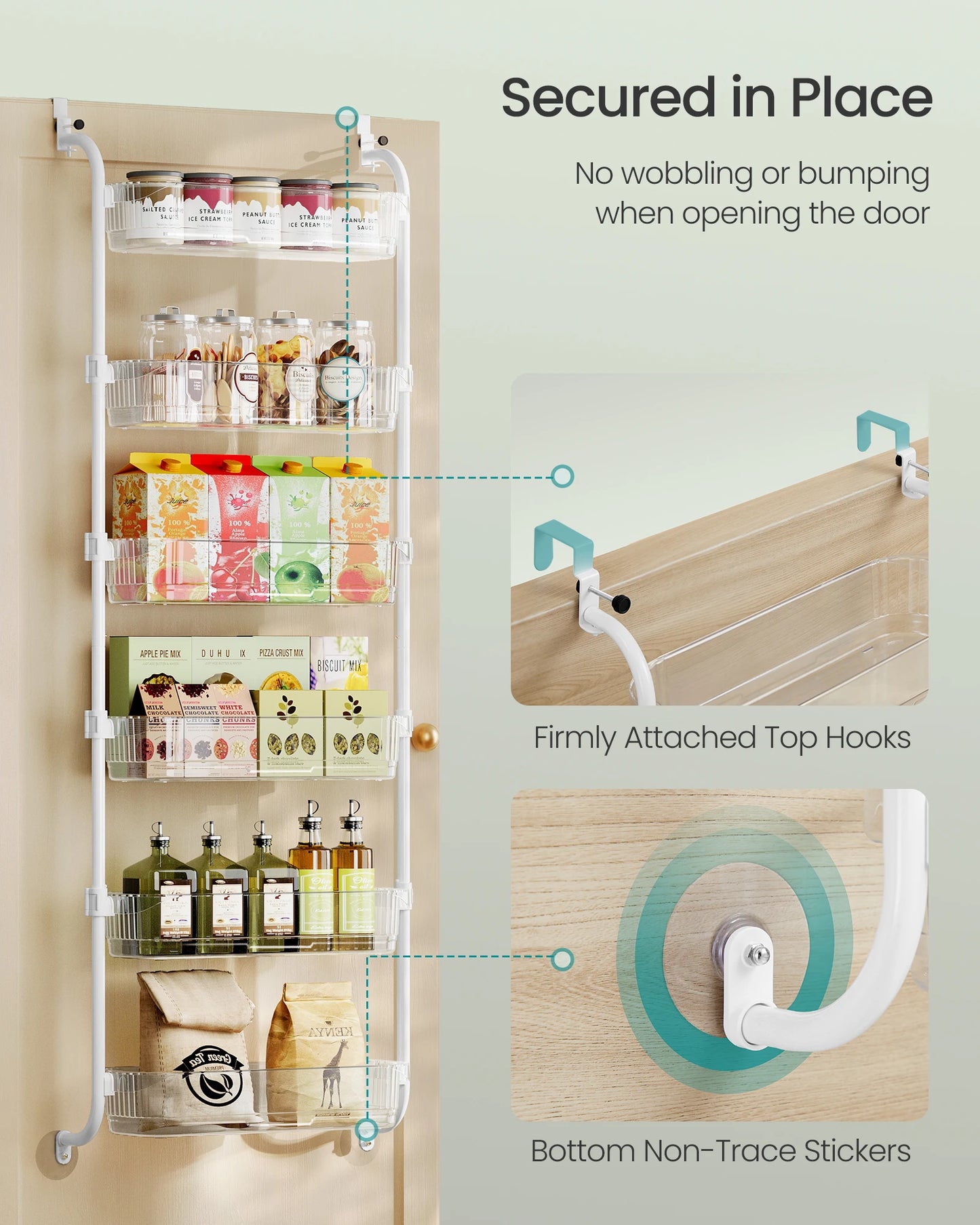 SONGMICS Over The Door Pantry Organizer 6 Tier Kitchen Storage
