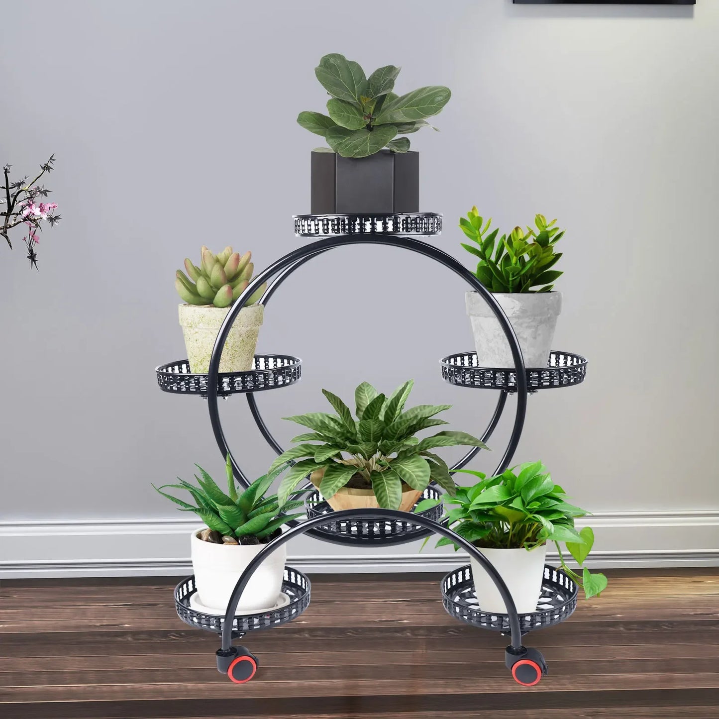 Metal 6 Pot Plant Stand for Patio Garden Living Room