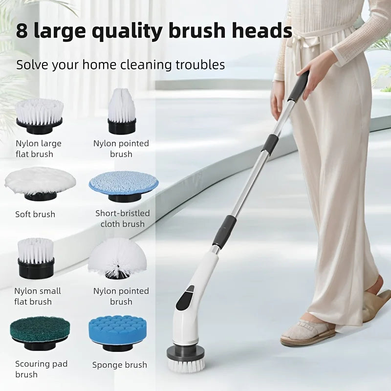 UPWORK 9 In 1 Electric Cleaning Brush With Heads And Extendable Handle