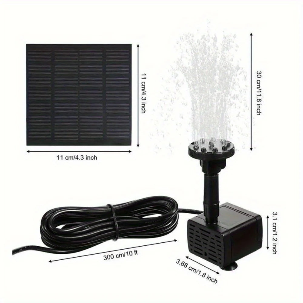 Solar Fountain With Six Nozzles Floating Water Pump For Gardens