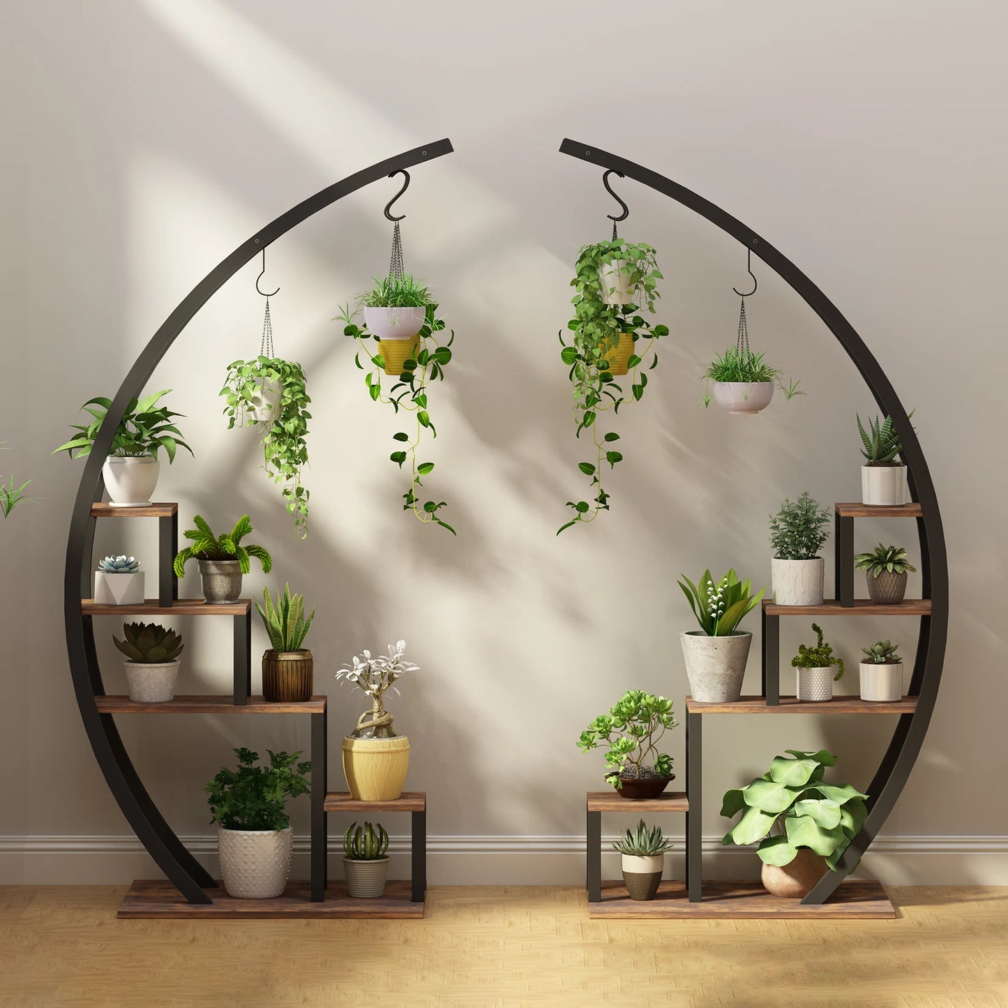 TWISTER.CK 5 Tier Metal Half Moon Plant Stand Indoor Balcony