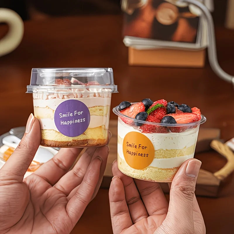 Reusable Plastic Dessert Cups With Lids And Spoons For Parties