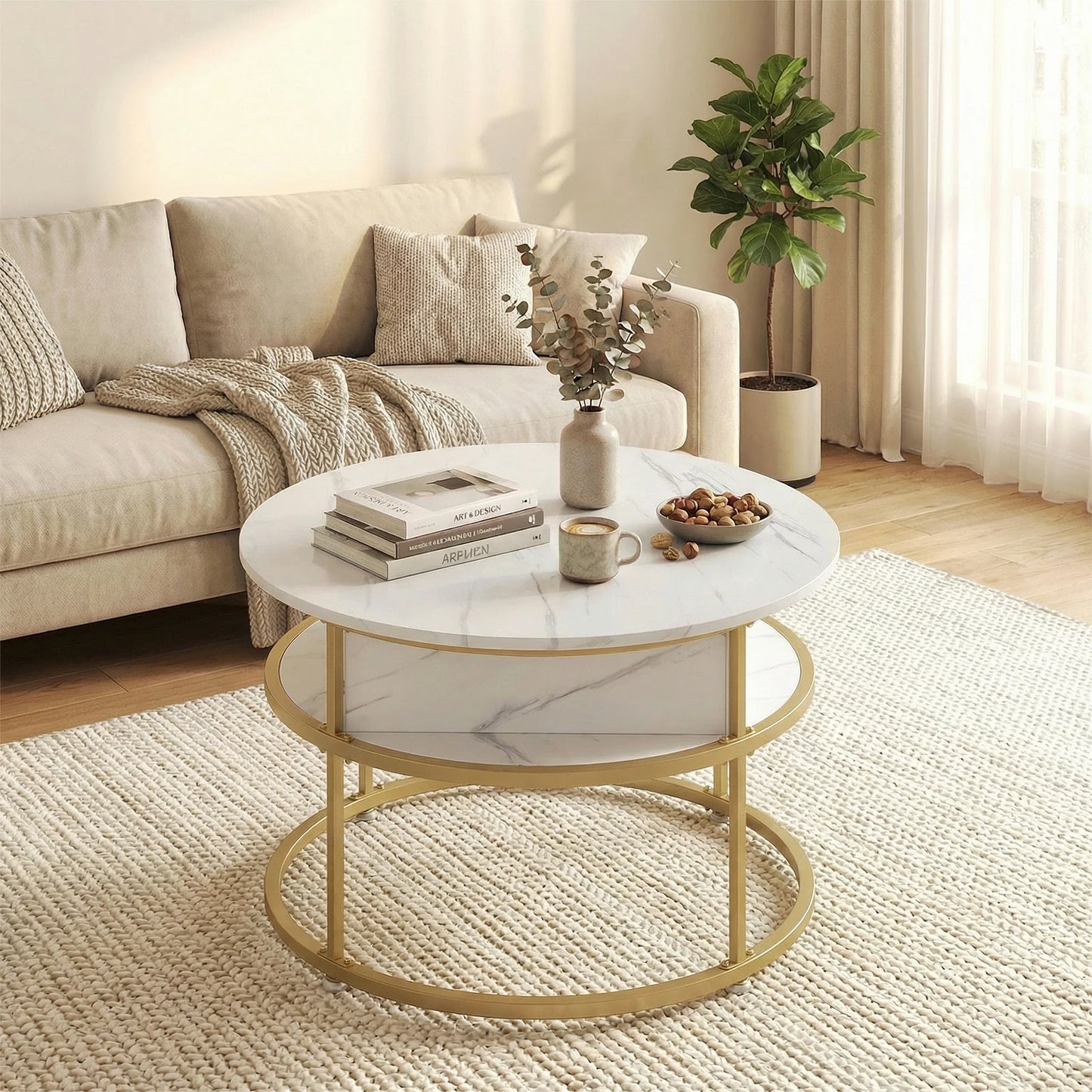 HOMASIS Lift Top Coffee Table Hidden Compartment And Side Shelves