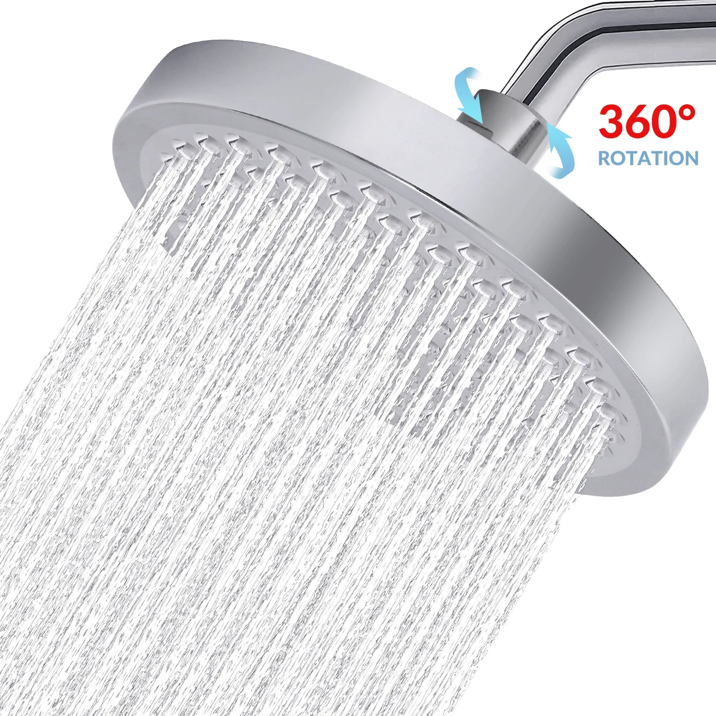 Stainless Steel Rain Shower Head High Pressure Adjustable Wall Mounted