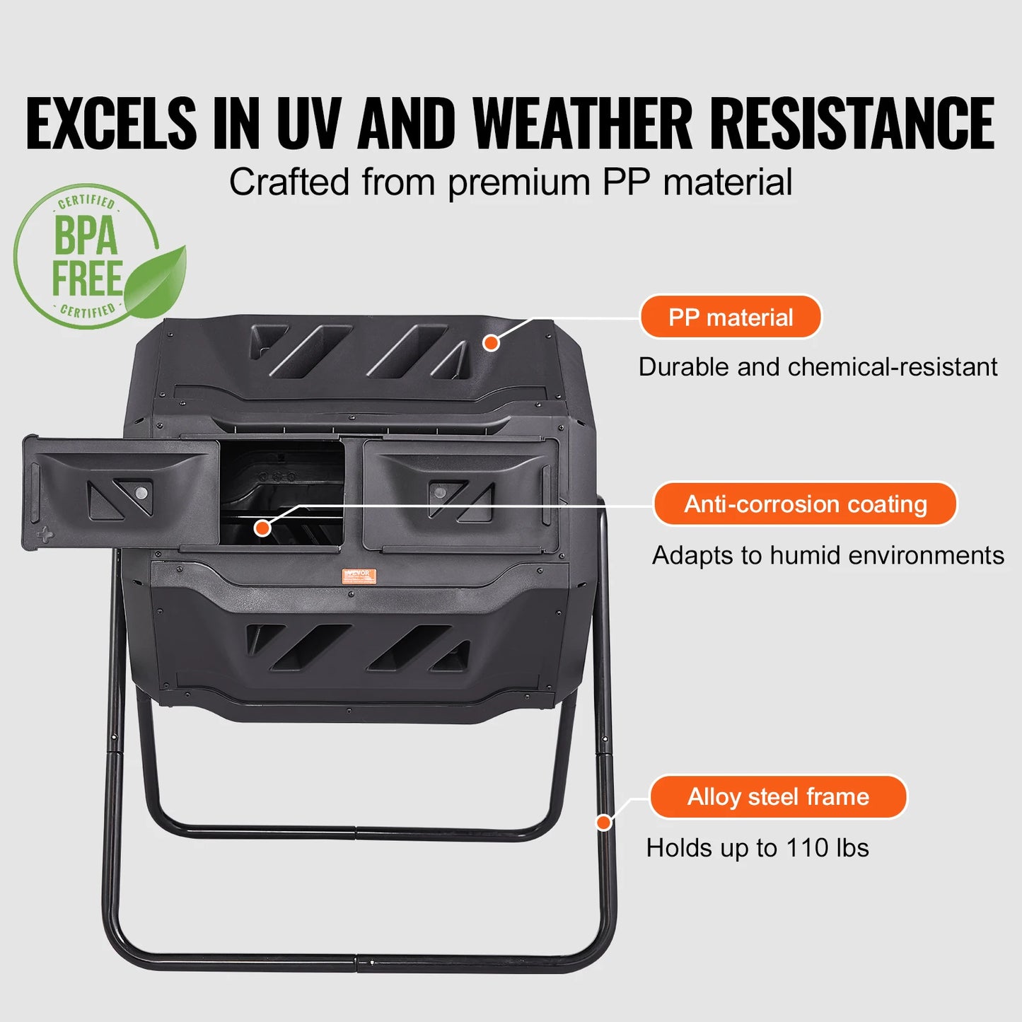 SucceBuy 43 Gal Tumbling Composter for Effortless Garden Composting