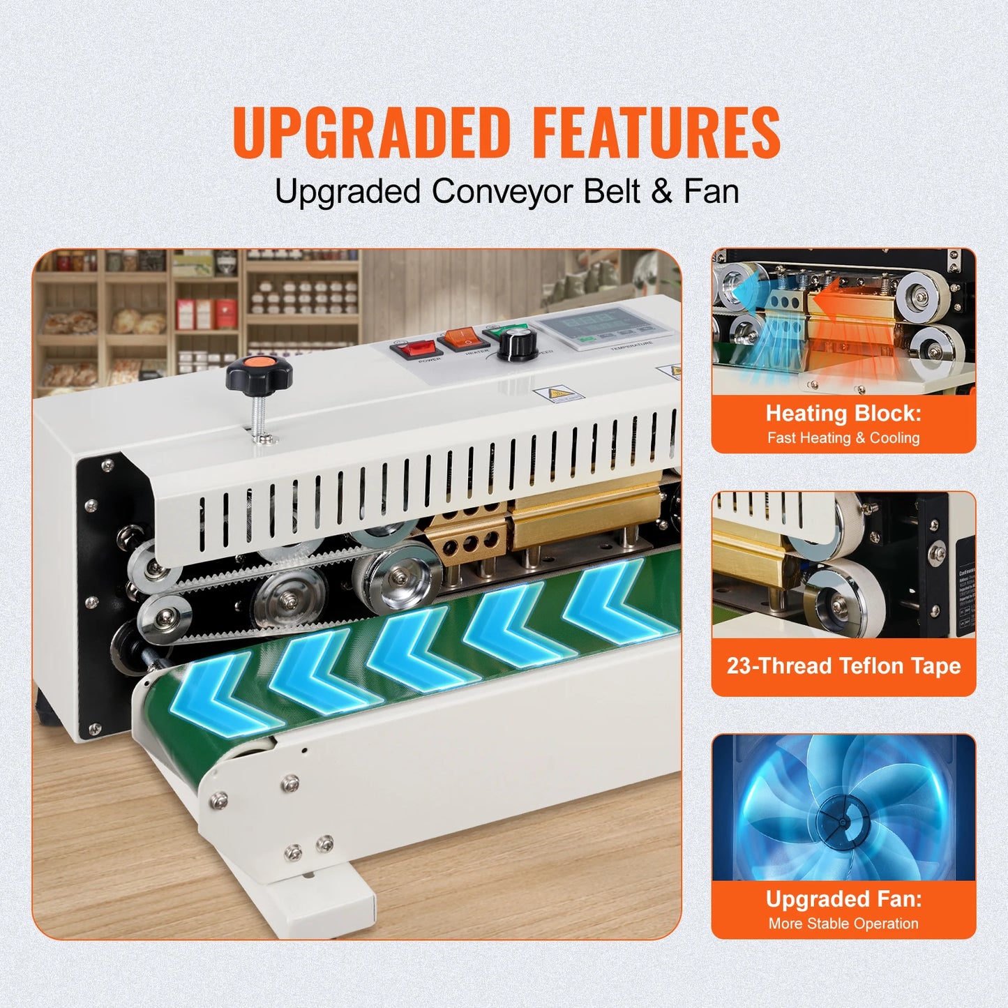 SucceBuy Horizontal Bag Sealing Machine for 0.02 to 0.8 mm Bags